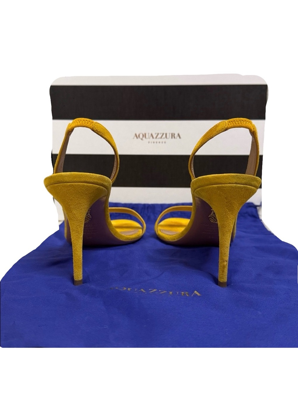 Aquazzura So Nude 85 Yellow Suede Stiletto Sandal 39 - Picture 7 of 8